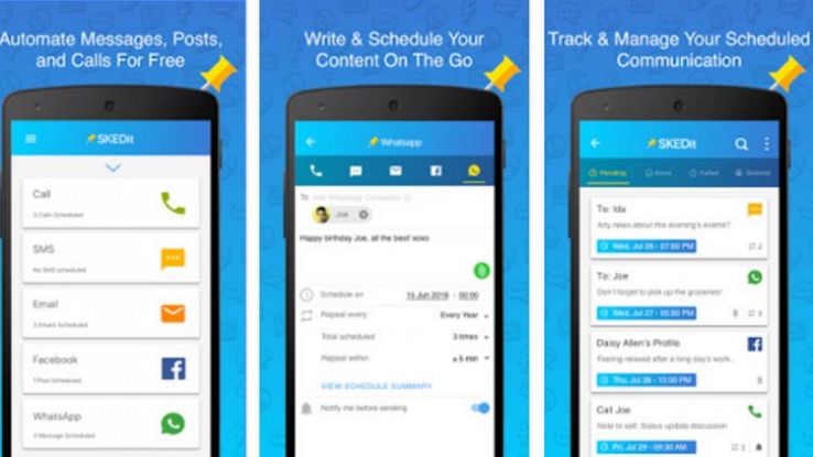 SKEDit app per pianificare i messaggi su WhatsApp e Facebook
