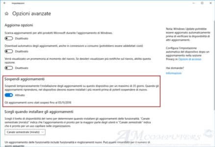 Come posticipare l aggiornamento Windows 10 October 2018 Update
