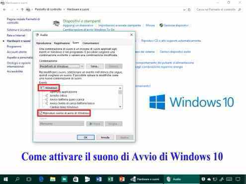 Come attivare il Suono di Avvio del Sistema Windows 10